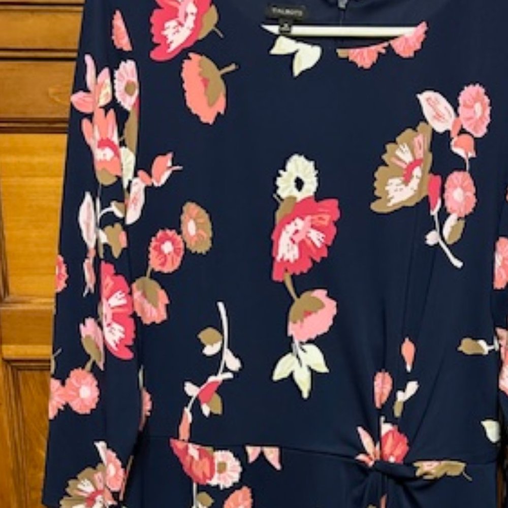 Talbots Navy Floral Maxi Dress with Pink and Cream Blooms